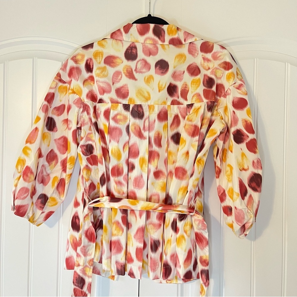 Rena Lange Silk Colorful Pattern Blazer Coat Size 6 Spring Abstract Summer - Picture 7 of 8
